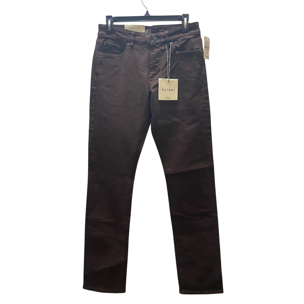 DL1961 Russell Slim Straight Mens Brown Jeans Size 28x34 New With Tags